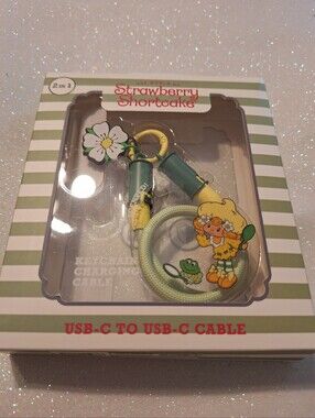 Strawberry Shortcake Lemon Keychain Charging Wristlet Cable USB-C to USB-C New